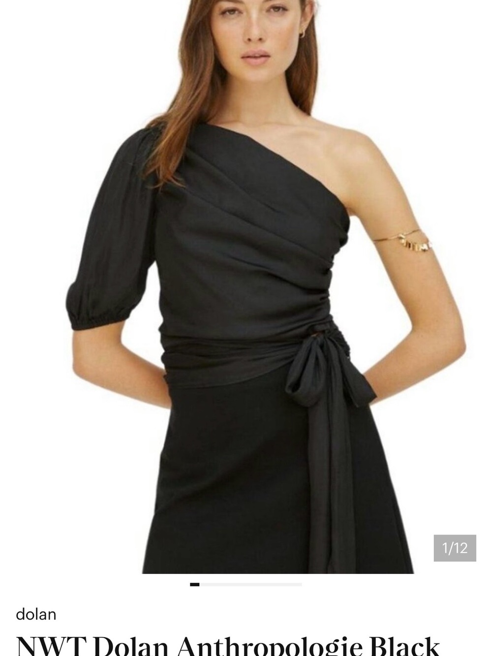 dolan Black One-Shoulder Tie-Waist Dress